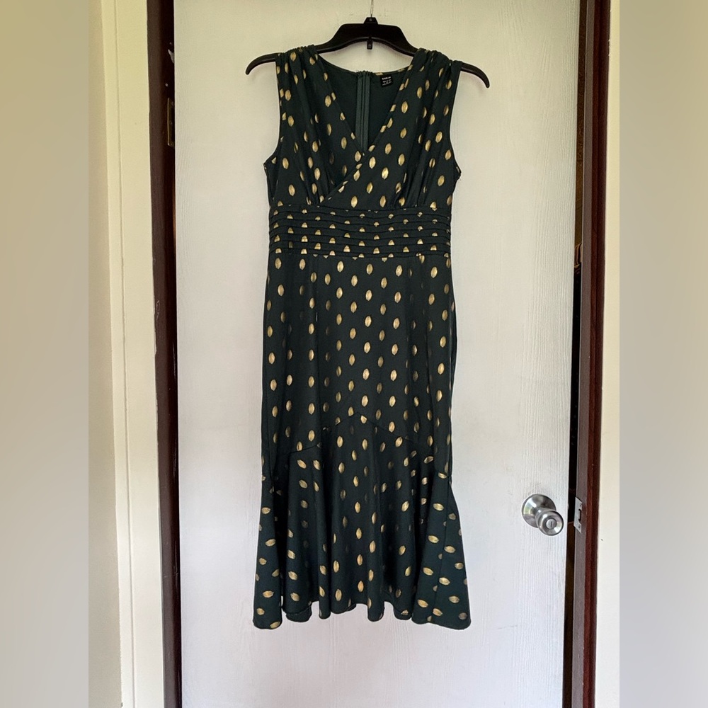 SHEIN Green Midi Dress with Gold Accents